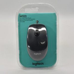 Logitech M100 full-size corded mouse NEW